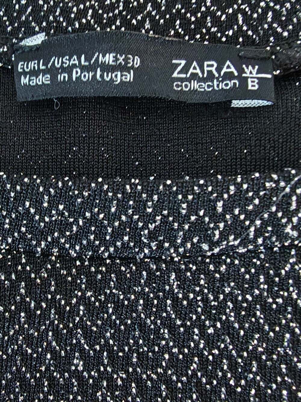Zara Collection B Metallic Sparkle Short Sleeve Side Split Tunic Top Sz. L - Picture 5 of 5